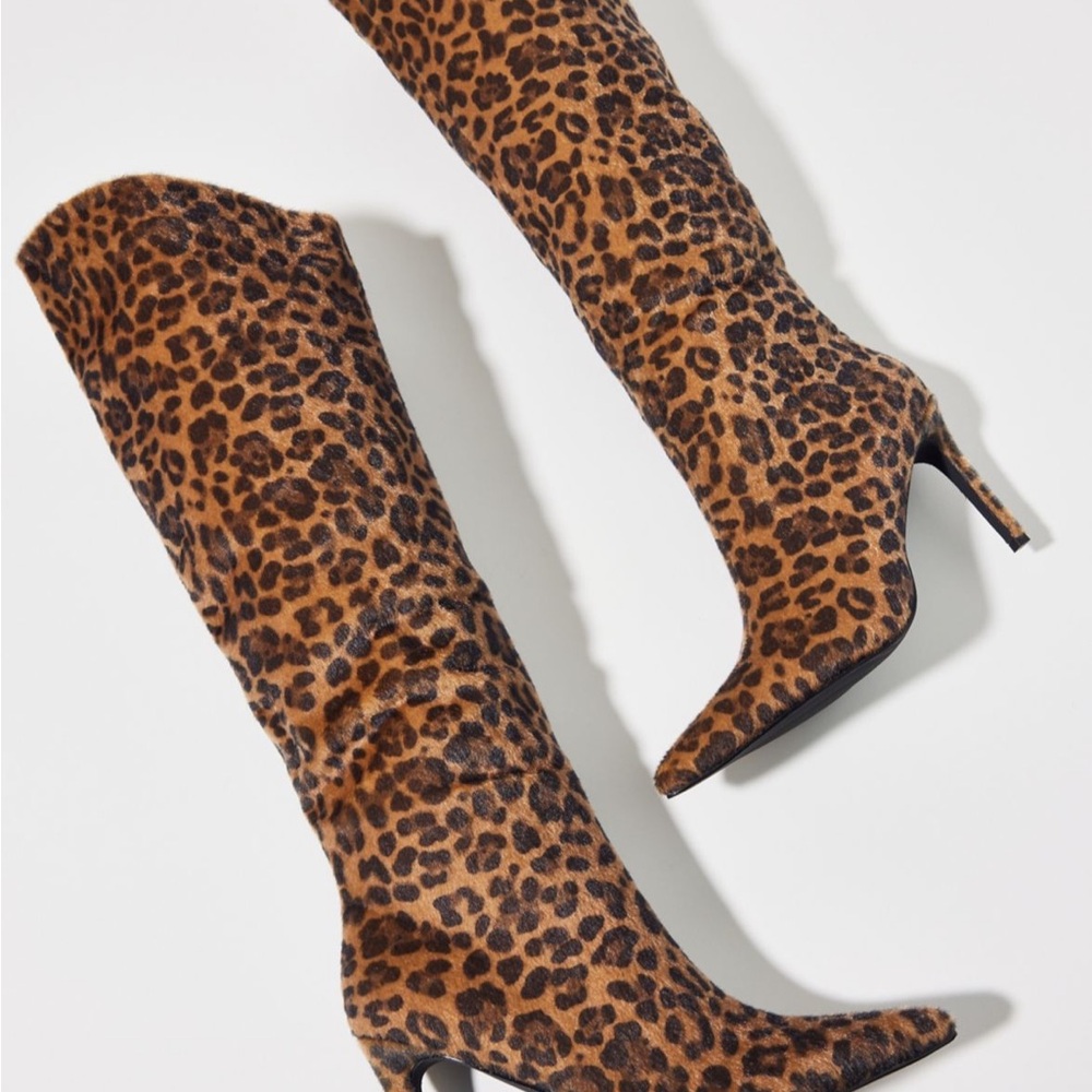 LIKE NEW!! AZALEA WANG UO EXCLUSIVE leopard print knee high stiletto boots!!
